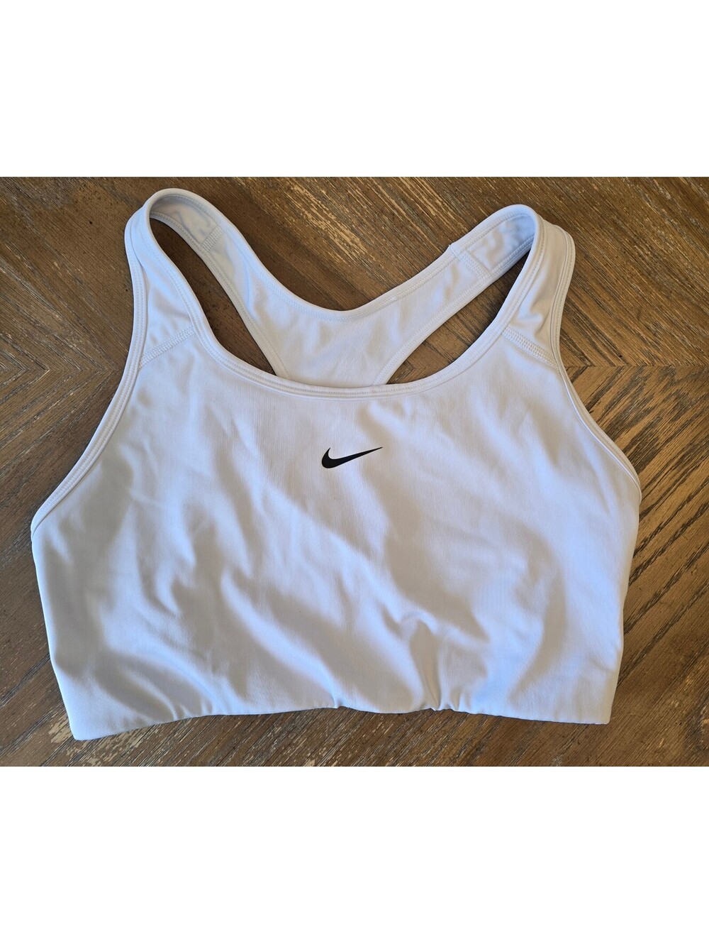 Nike Dri-FIT White Medium-Support Sports Bra - Women's Size Large